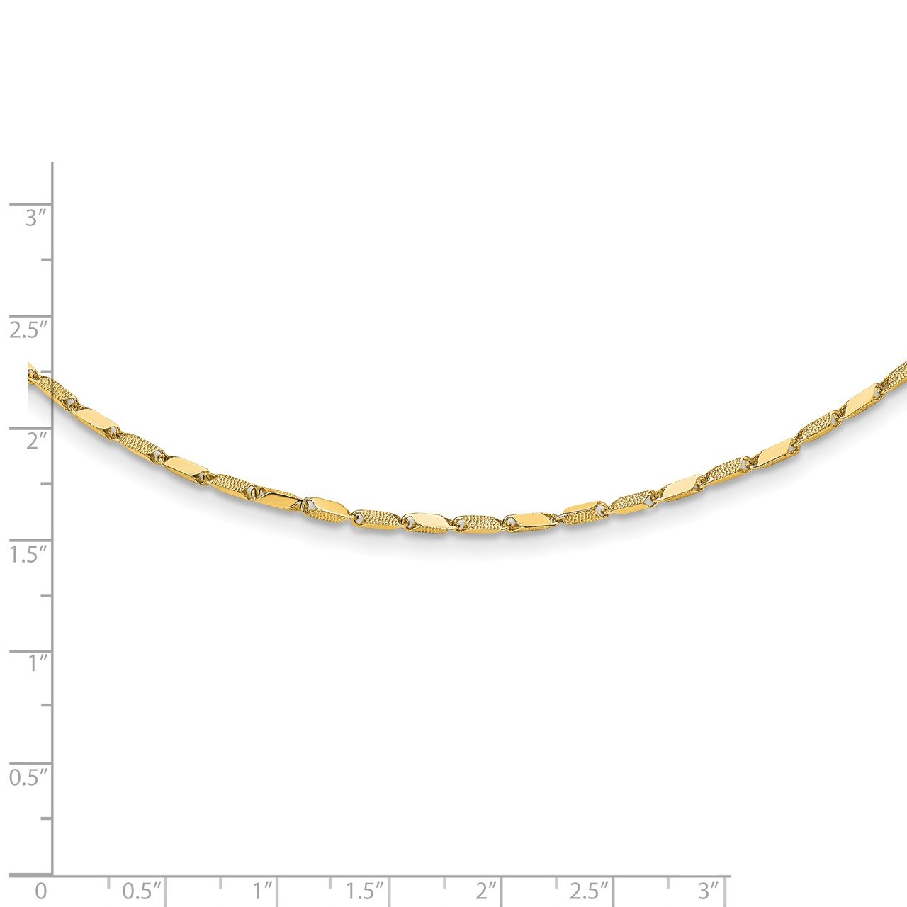 14K Polished and Textured Fancy Link 17in Necklace-1