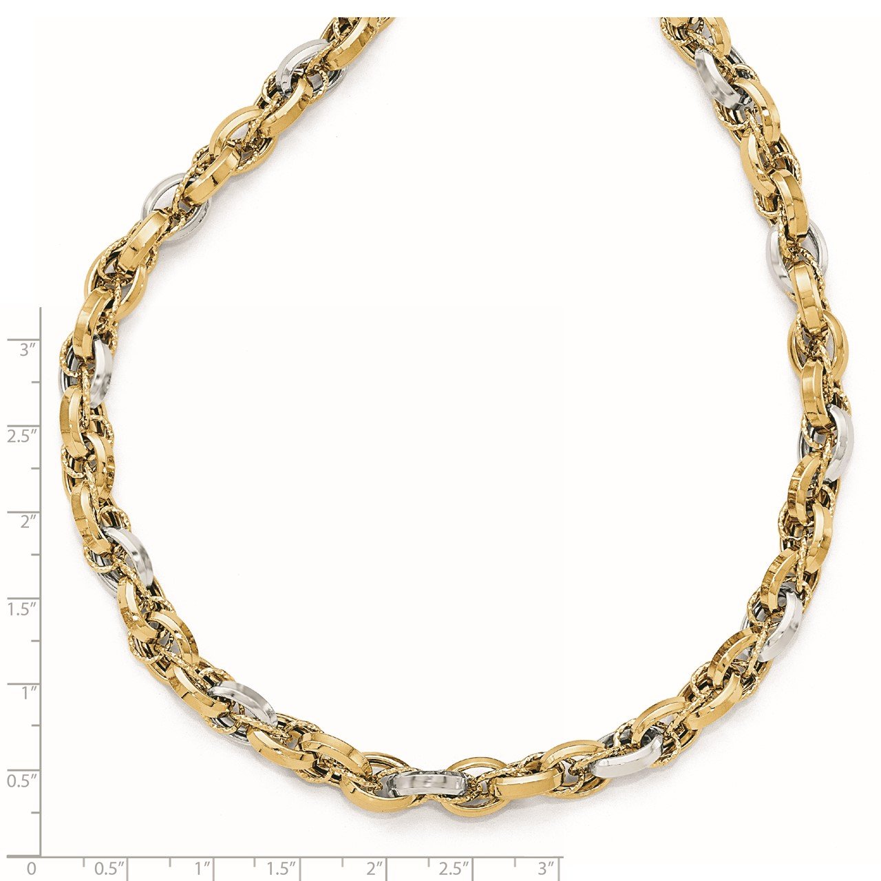Leslie's 14k Two-tone Polished Textured Fancy Necklace-2