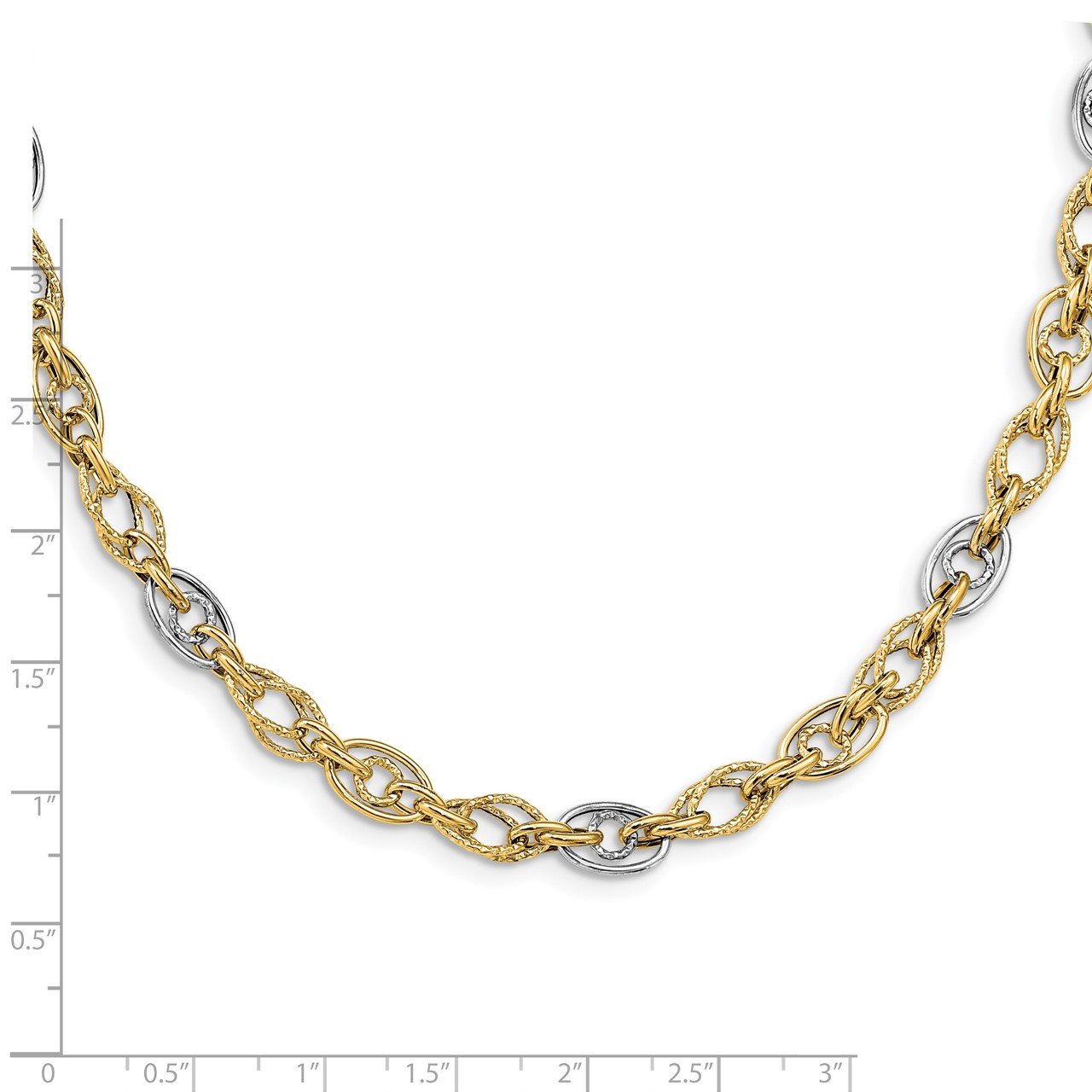 Leslie's 14k Rhodium Polished and Textured Fancy Link Necklace-3
