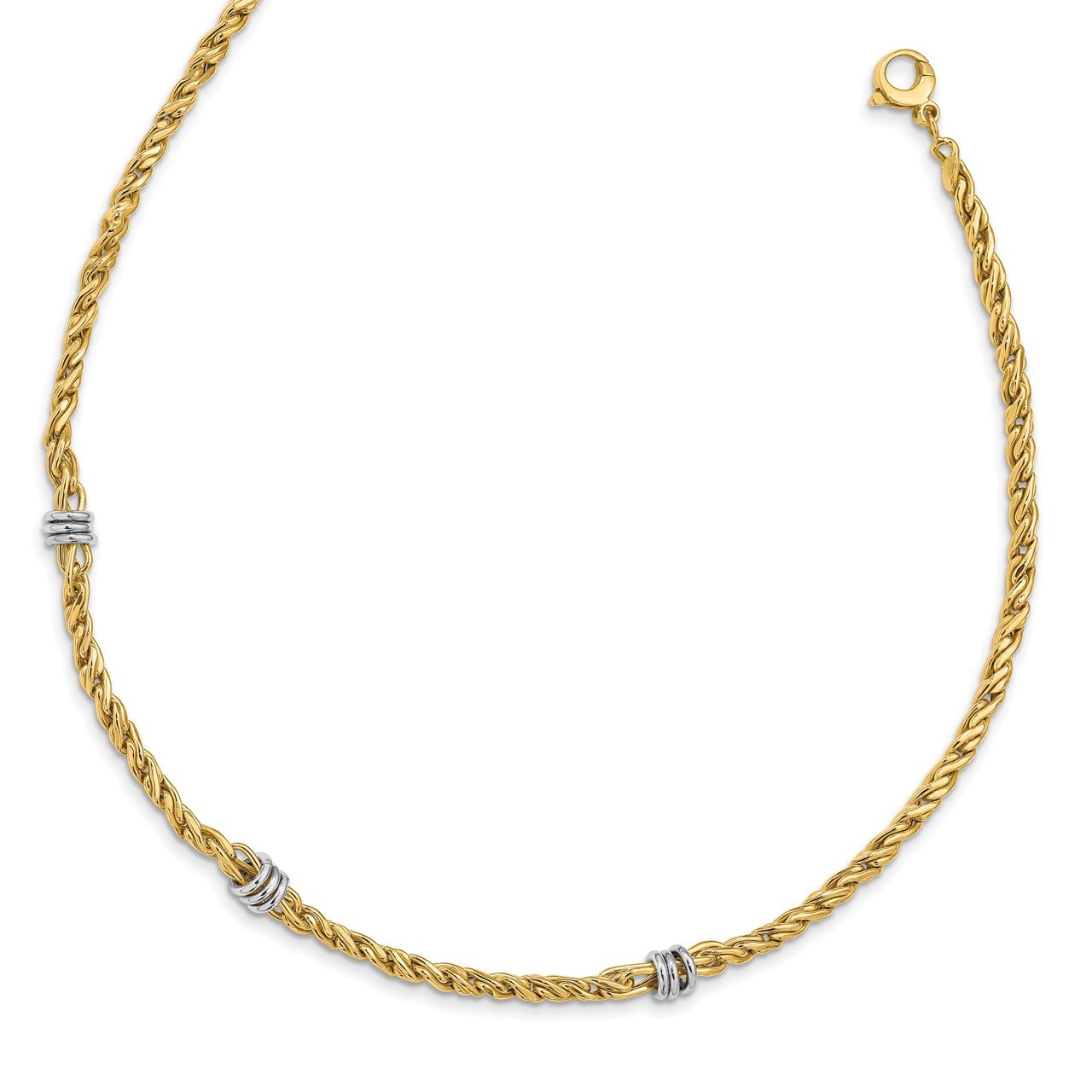14k Two-tone Polished Twisted Fancy Link 18in Necklace