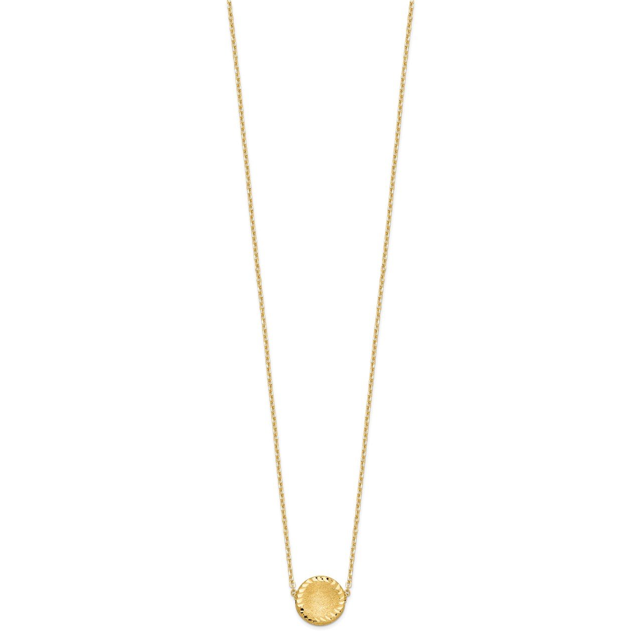 14k Brushed Polished and D/C Circle Necklace-1