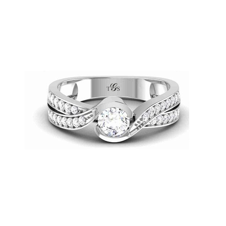 14K White Gold Natural Diamond Engagement Ring (Center Stone Not Included)-6