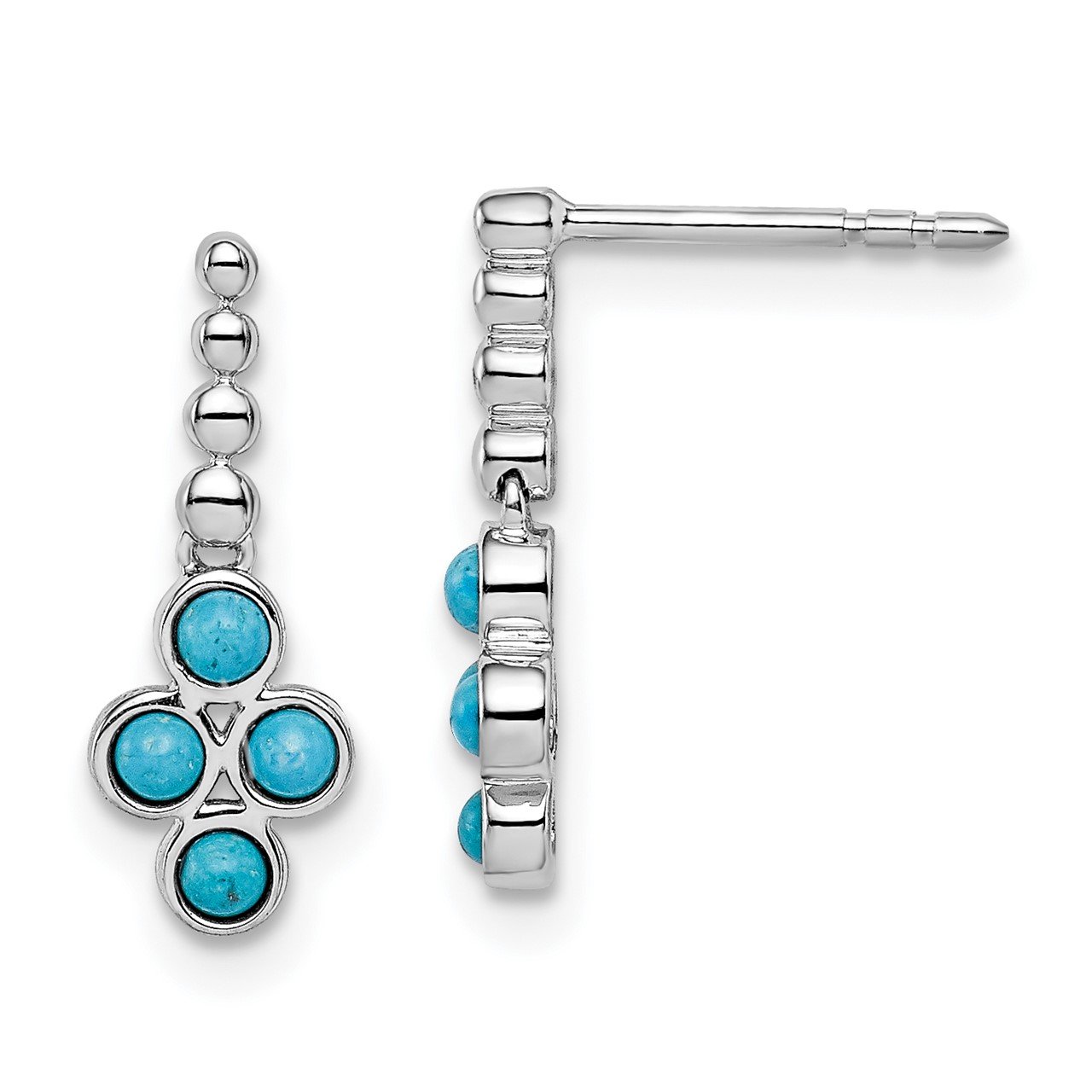 14k White Gold Turquoise Earrings