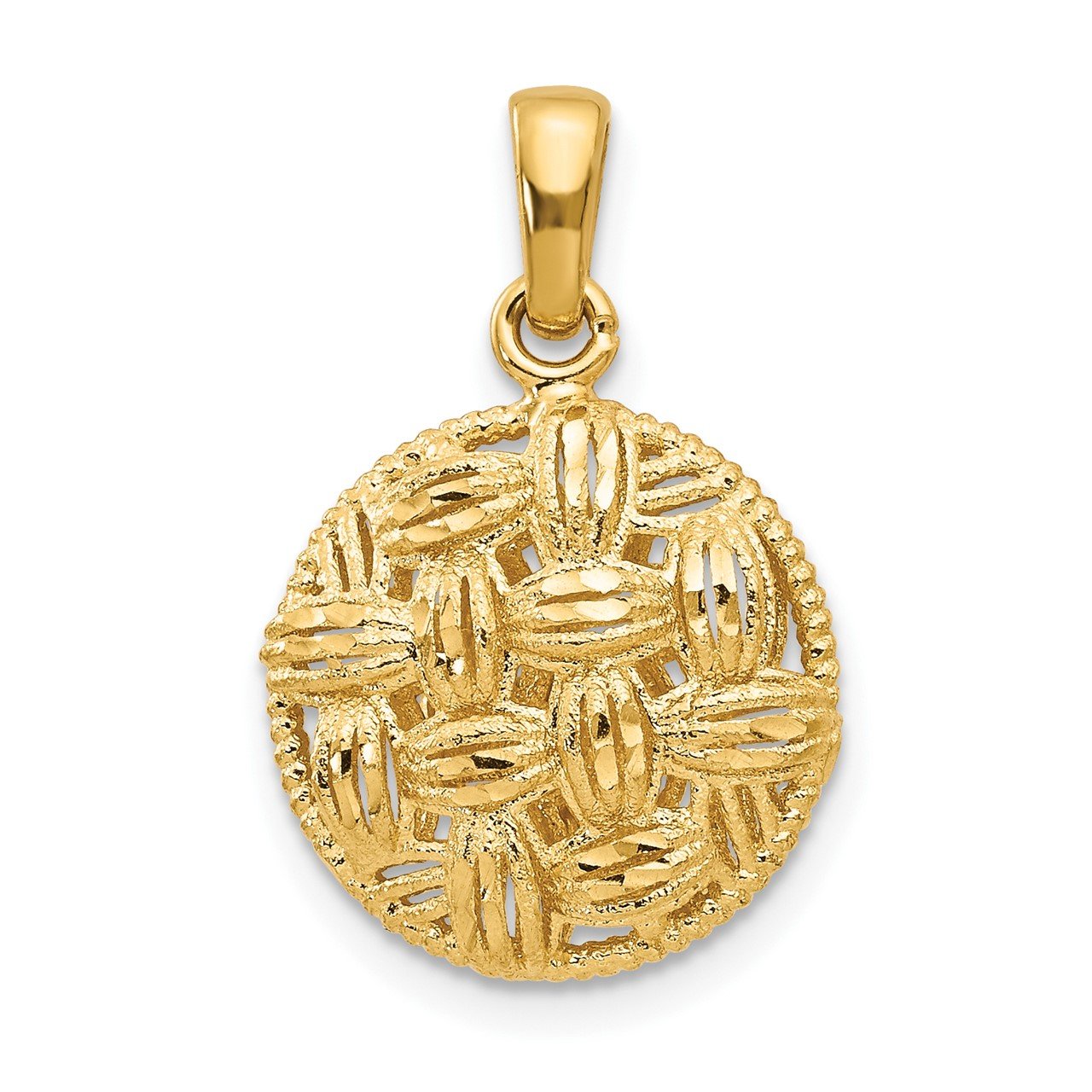 Leslie's 14K Polished and D/C Round Pendant