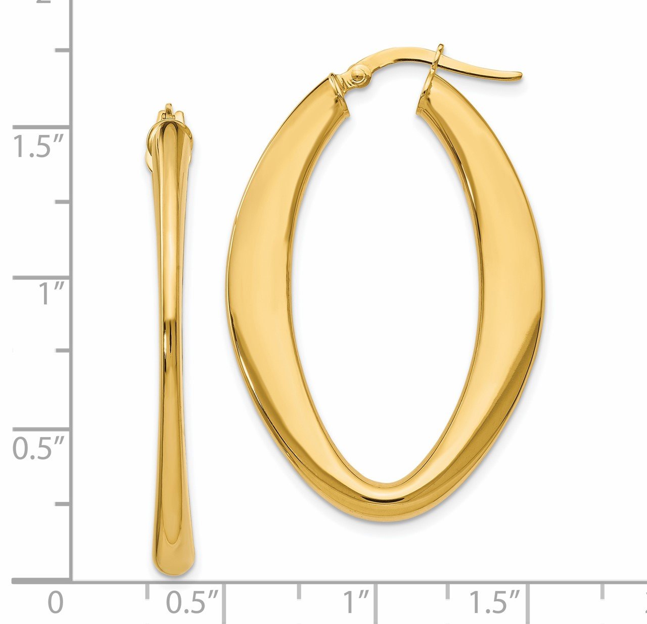 Leslie's 14K Polished Oval Hoop Earrings-2