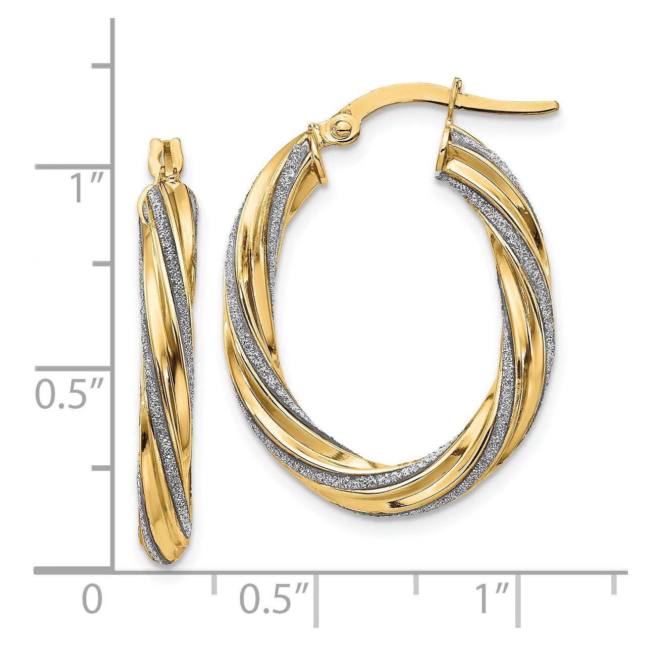 Leslie's 14K Glimmer Infused Oval Hoop Earrings-2