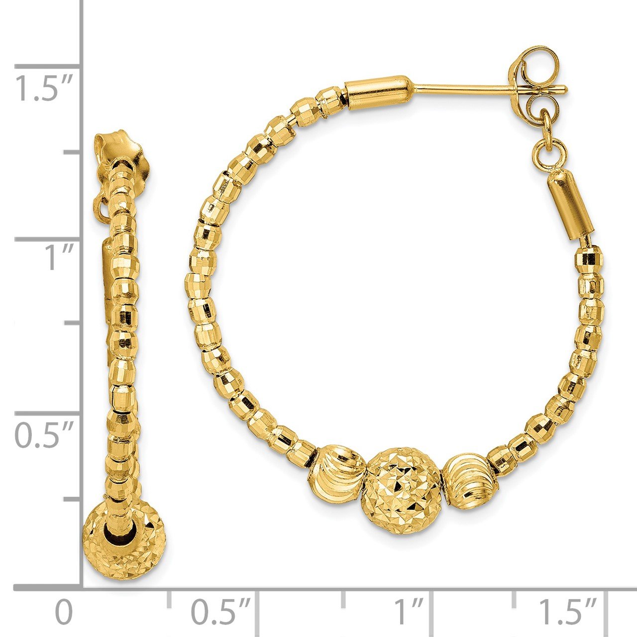 14K D/C Hoop Beaded Earrings-1