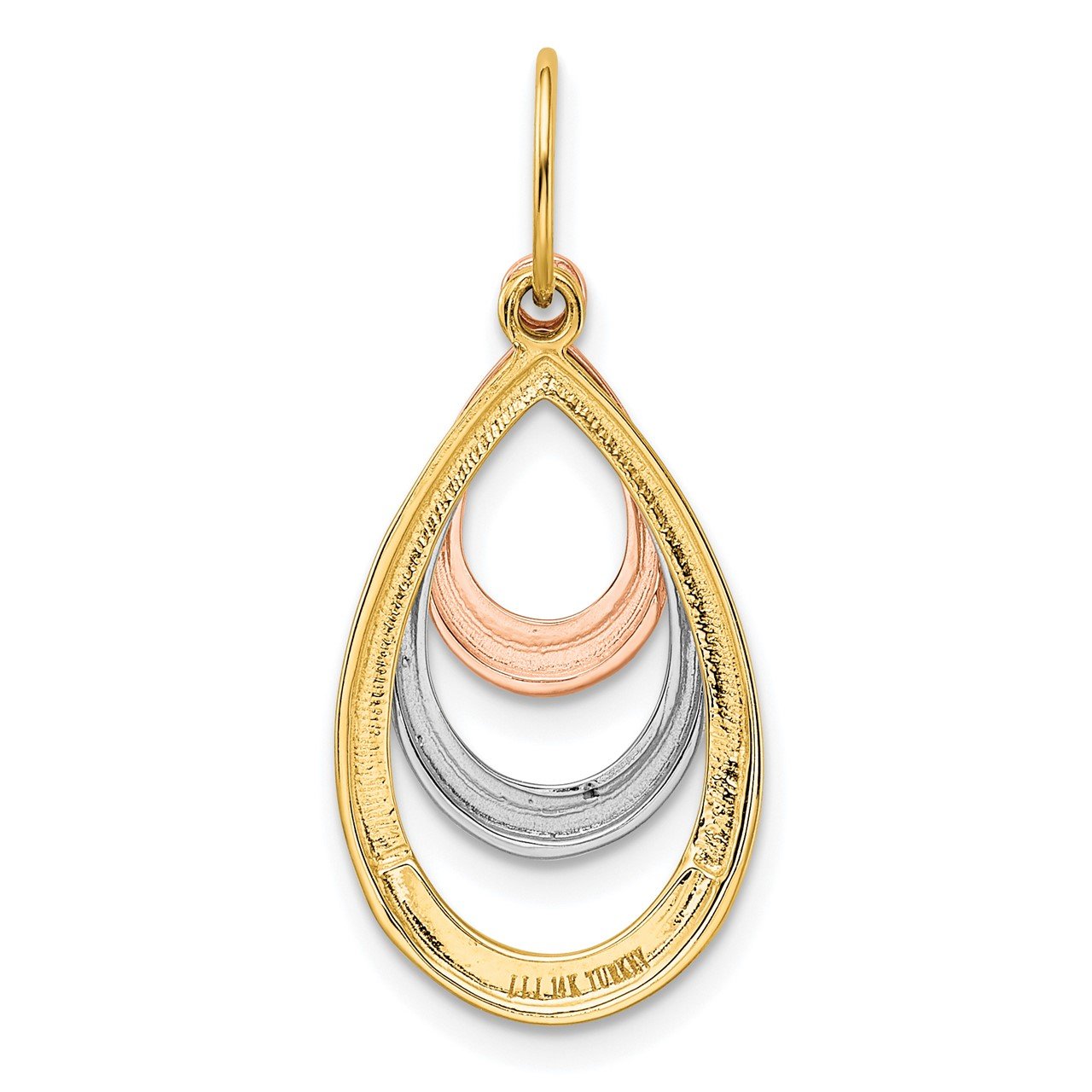 Leslie's 14K Two-tone and White Rhodium Polished Teardrop Pendant-2