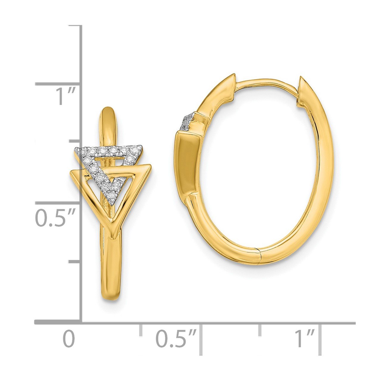 14k Polished Double Triangle Hinged Hoop Earrings-2