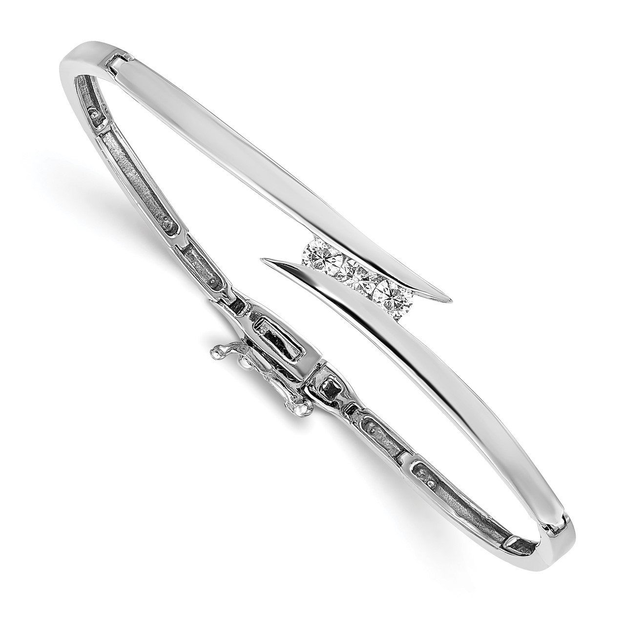 14k White Gold Hinged Bangle Bracelet Mounting