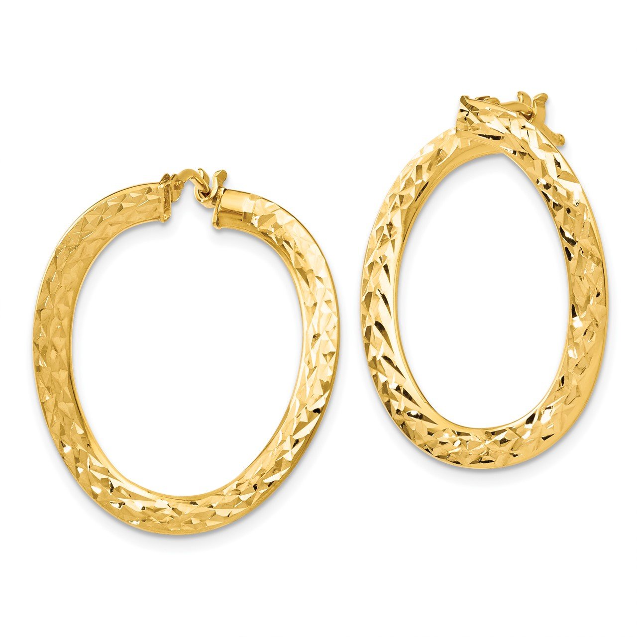 Leslie's 14k Polished D/C Twisted Hoop Earrings-1