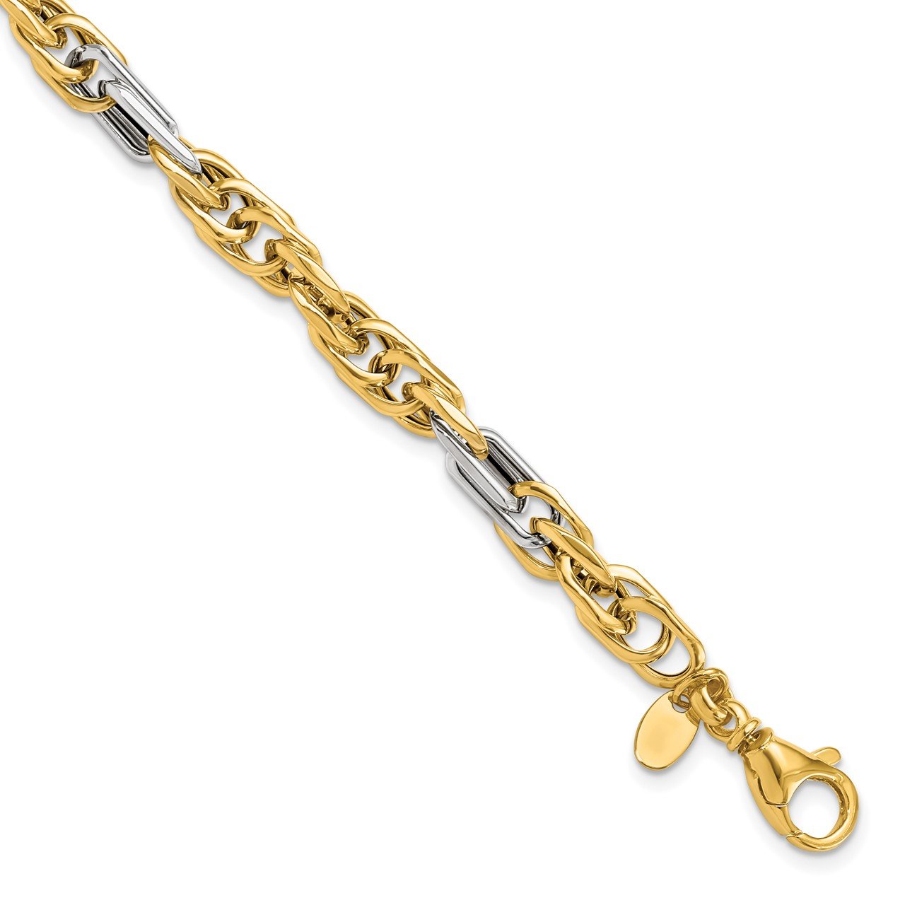 Leslie's 14K Men's Two-tone Polished Link Bracelet