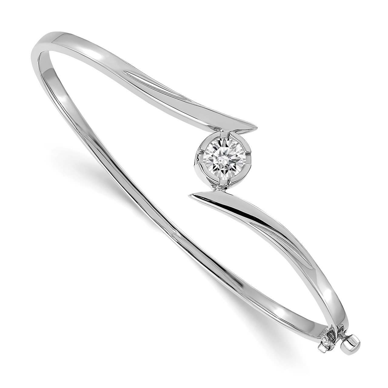 14k White Gold Hinged Bangle Bracelet Mounting