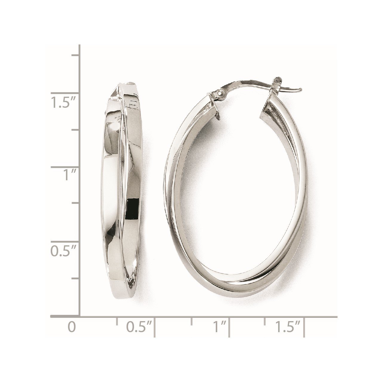 Leslie's 14k White Gold Polished Double Oval Hoop Earrings-1
