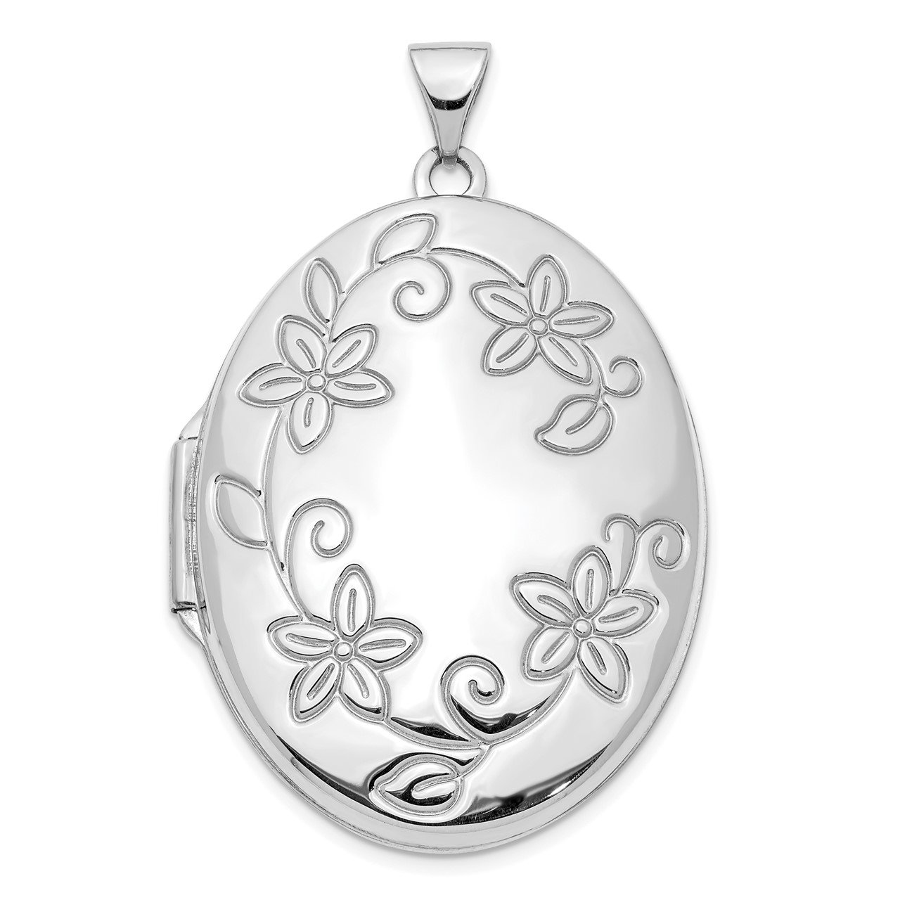 14K White Gold 33mm Oval Locket Pendant