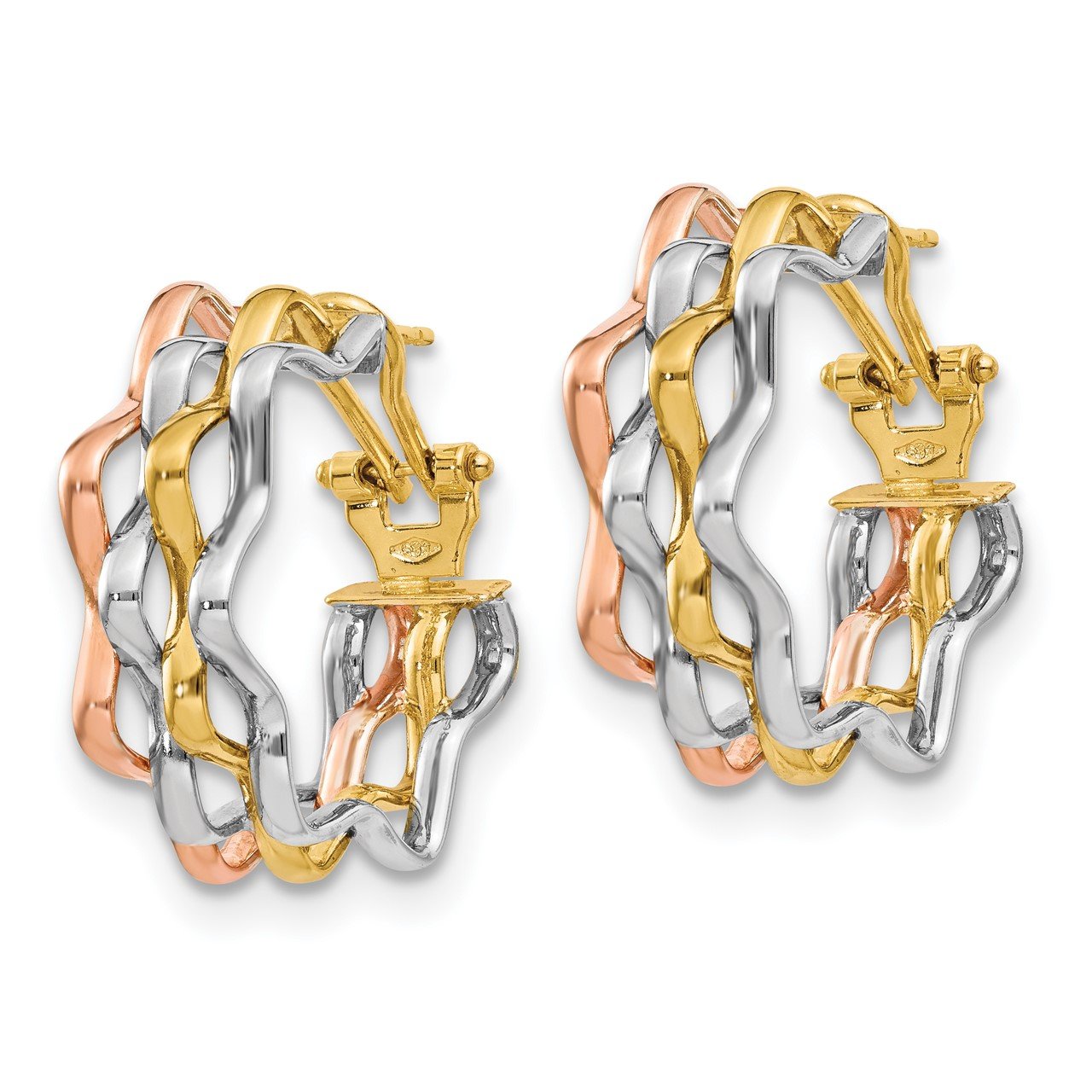 Leslie's 14K Tri-color Polished Wavy Fancy Earrings-1