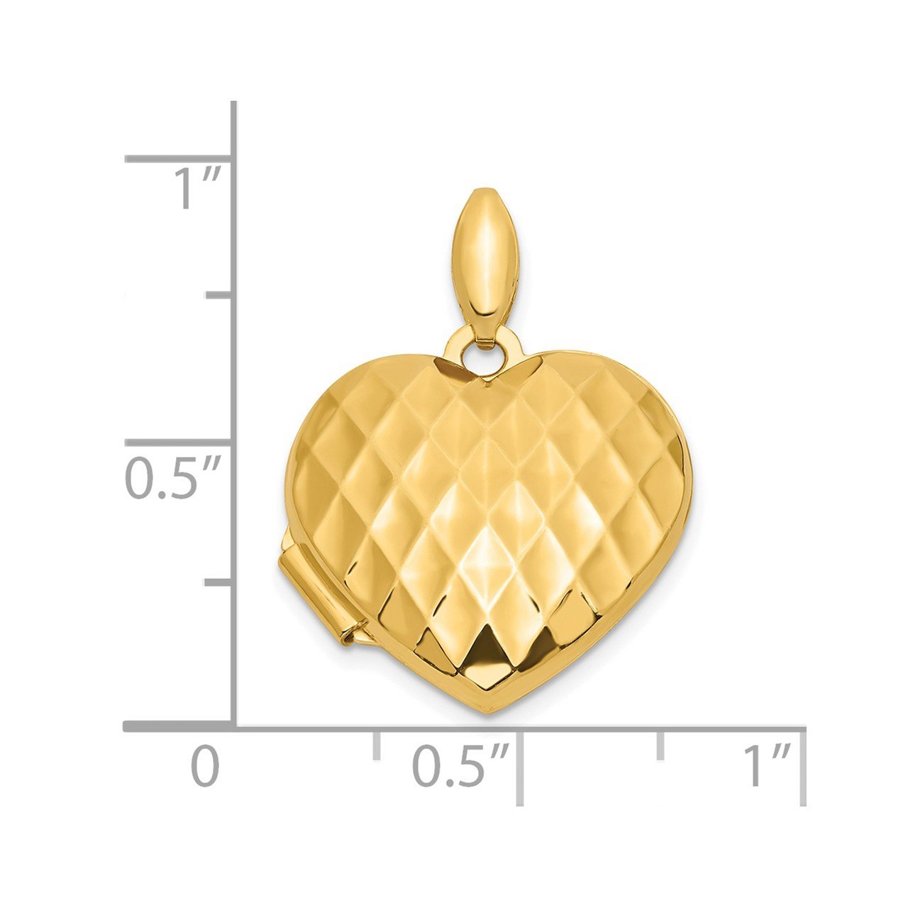 14k Quilted Texture 18mm Heart Locket-2