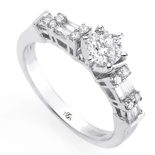 14K White Gold Natural Diamond Engagement Ring