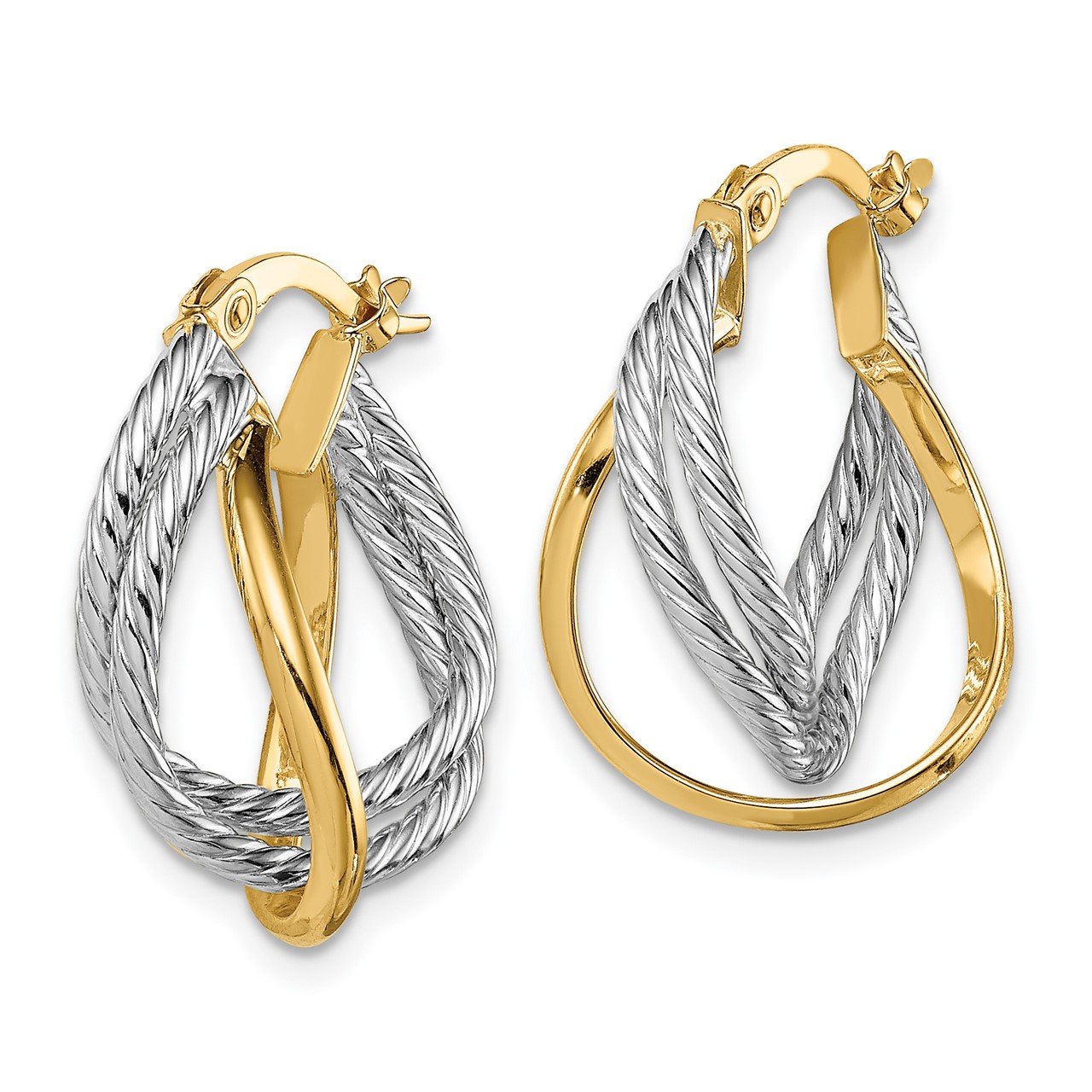 14K Two Tone Hoop Earrings | The Gold Store