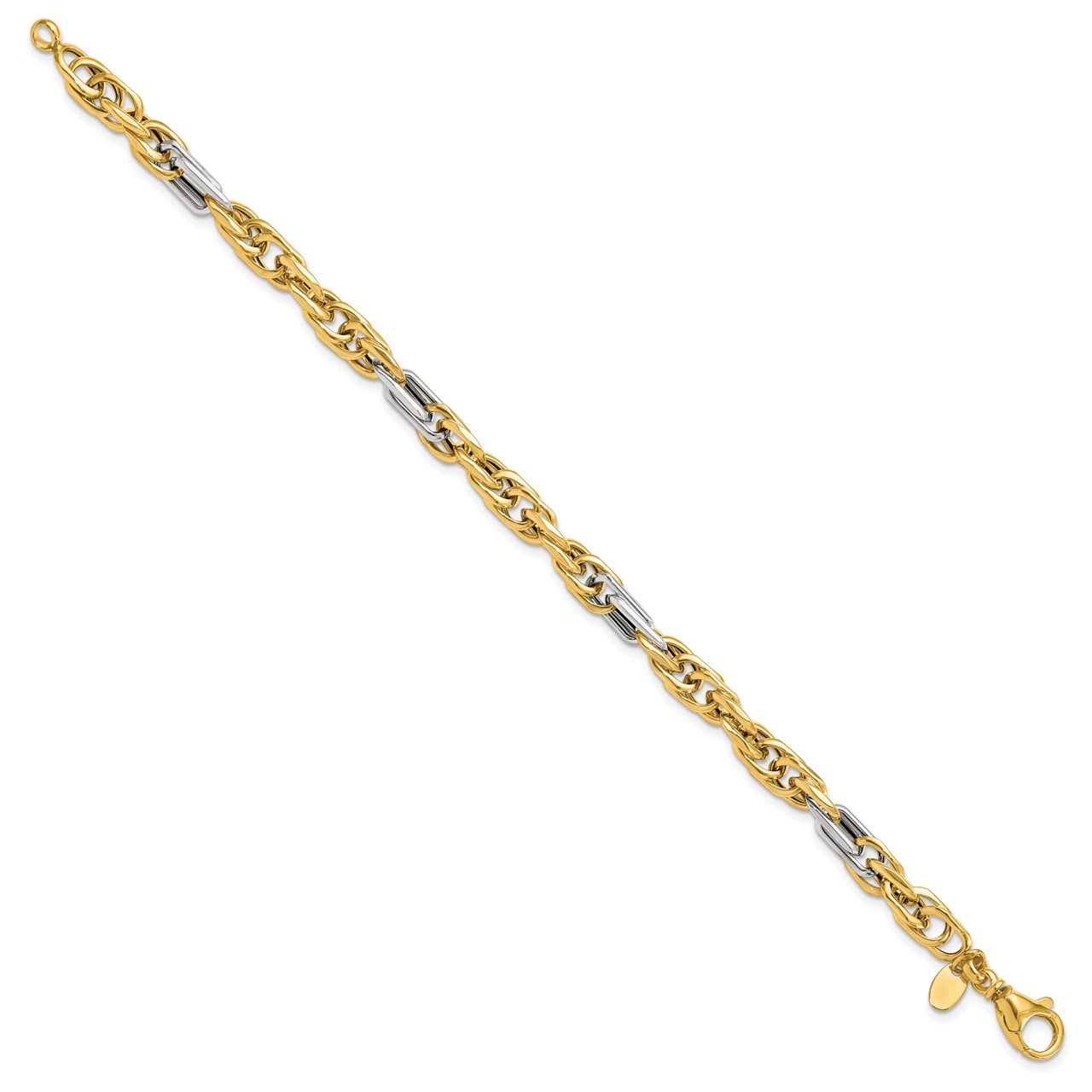 Leslie's 14K Men's Two-tone Polished Link Bracelet-1