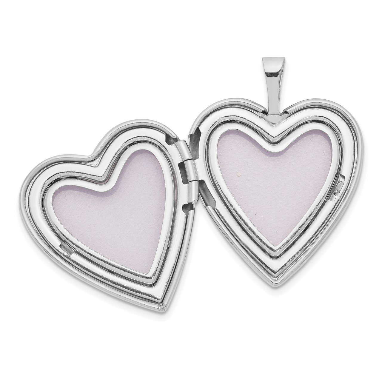 14K 20mm White Gold Enamel Breast Cancer with Hearts Heart Locket-3