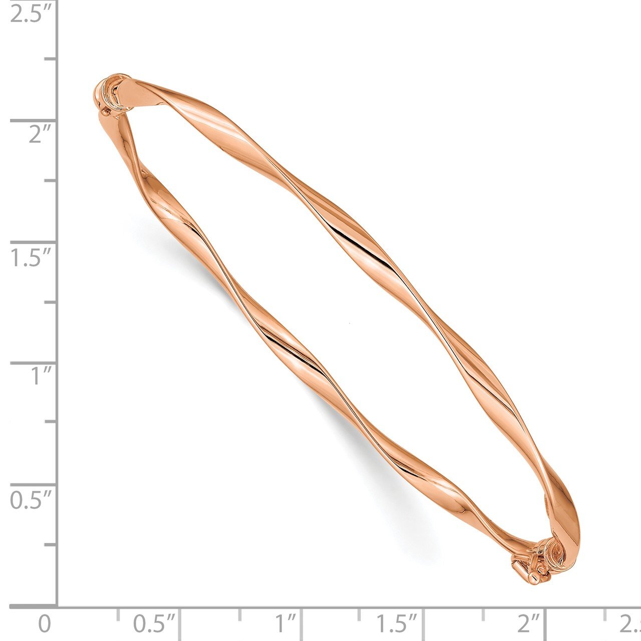 14k Rose Gold Polished Twisted Hinged Bangle Bracelet-1