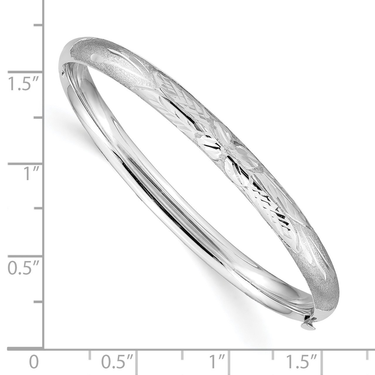 14k 3/16 White Gold Florentine Hinged Baby Bangle-2
