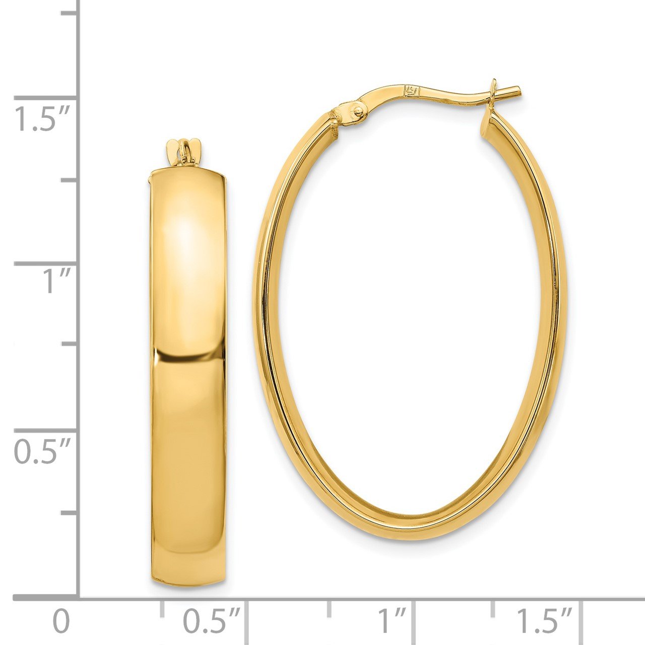 Leslie's 14K 6mm High Polished Oval Hoop Earrings-2
