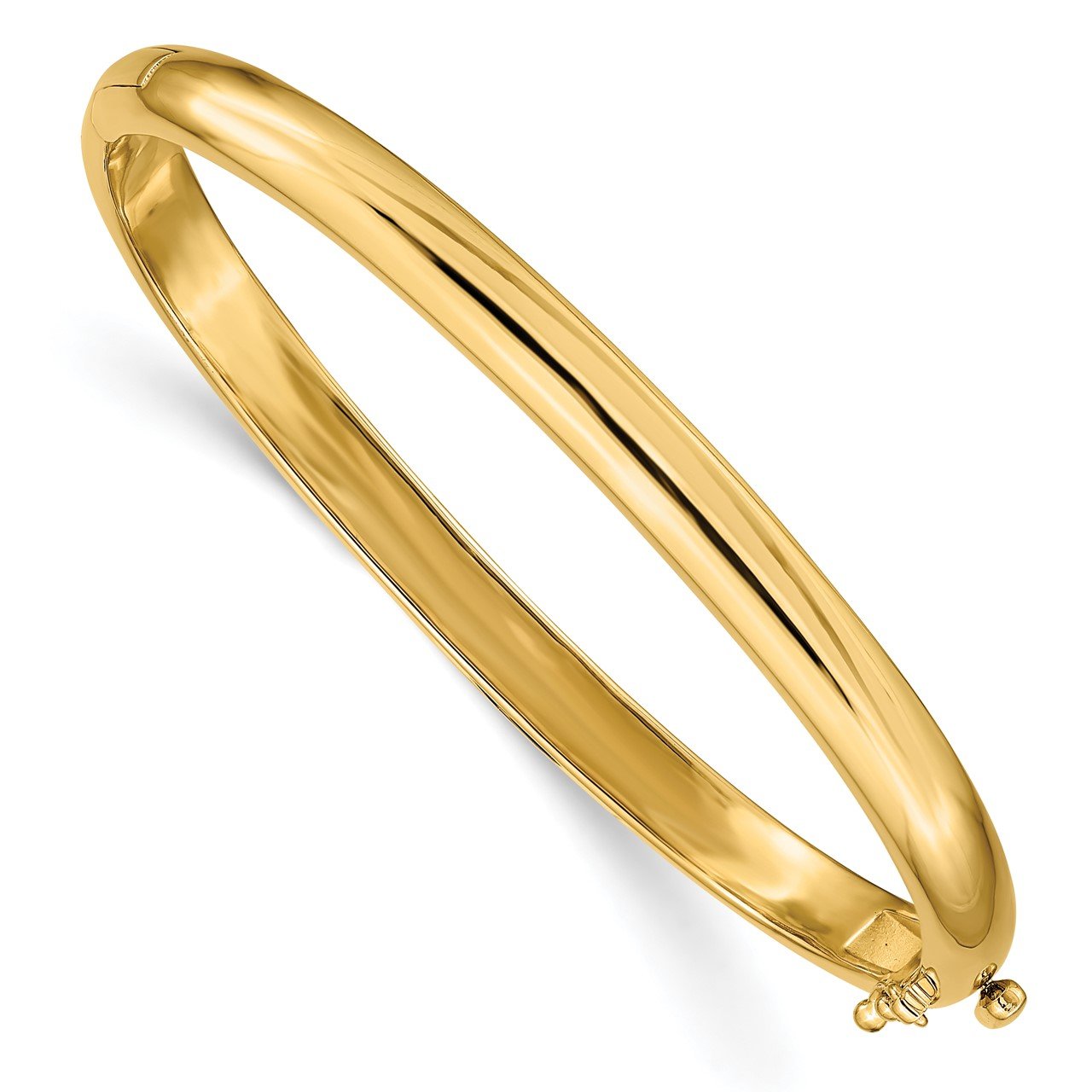 Hinged Tube Polished Bangle Bracelet 14k Gold