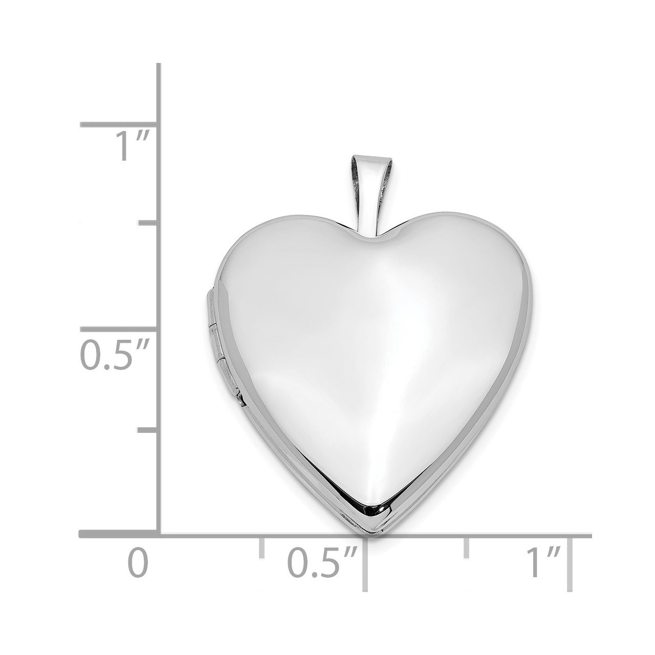 14K 20mm White Gold Plain Polished Heart Locket-4