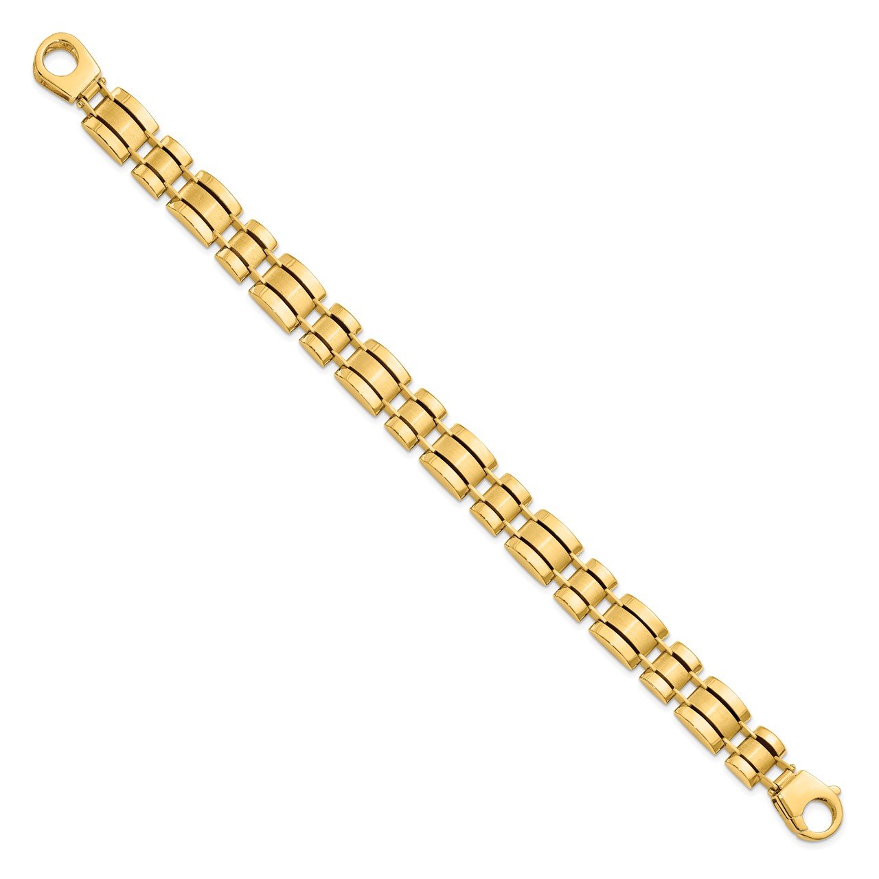 Leslie's 14K Polished and Center Satin Fancy Link Men's Bracelet-1