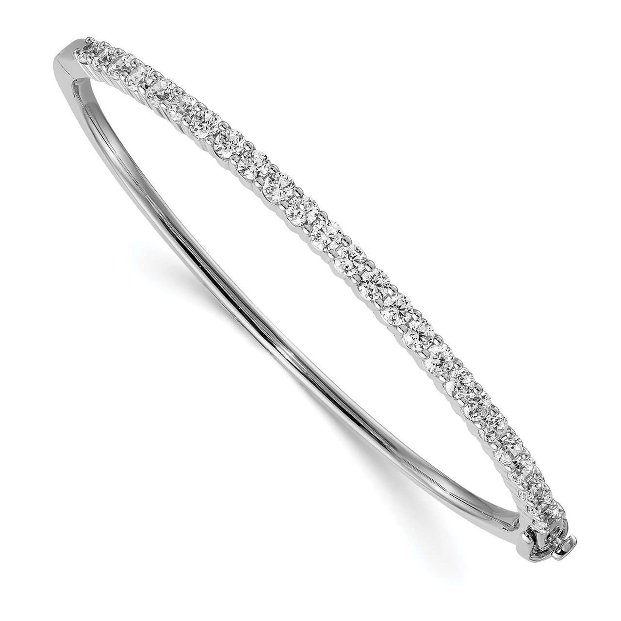 14k White Gold Holds 25 2.9mm 1.9ct Hinged Bangle Mounting