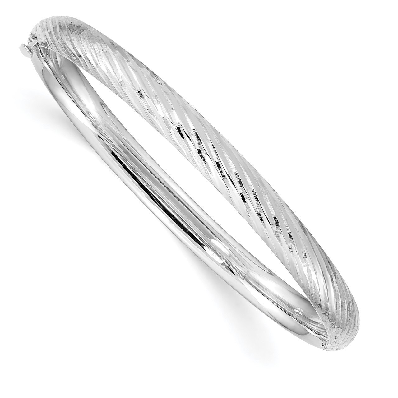 14k White Gold 3/16 Textured Children's Hinged Bangle