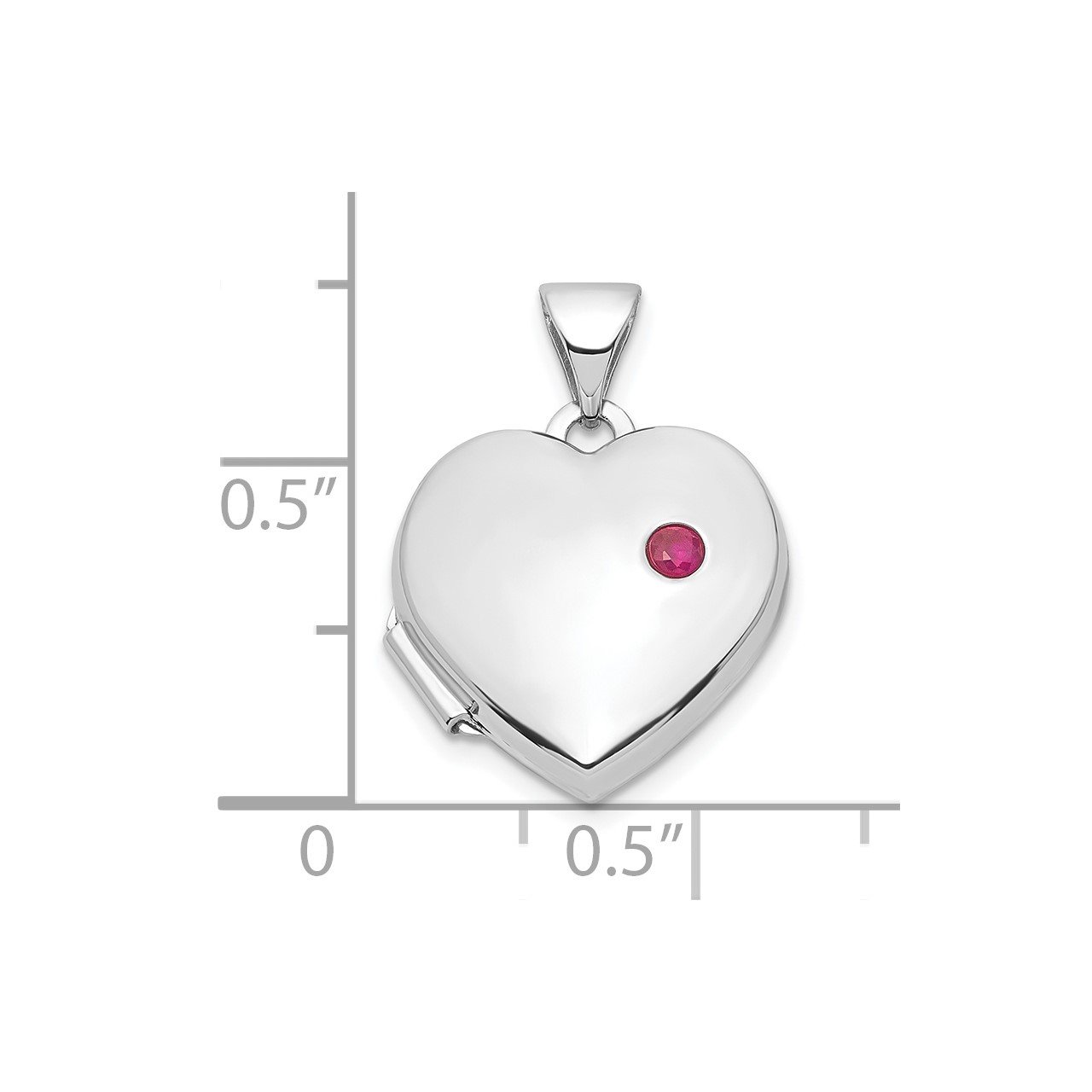 14k White Gold Ruby 15mm Heart Locket-1