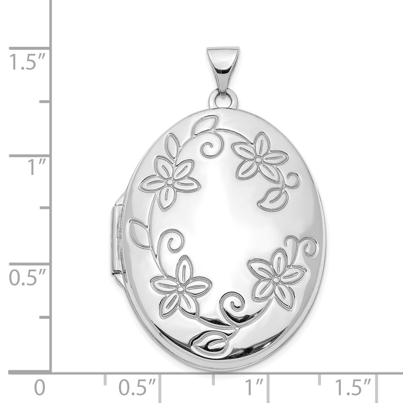 14K White Gold 33mm Oval Locket Pendant-2