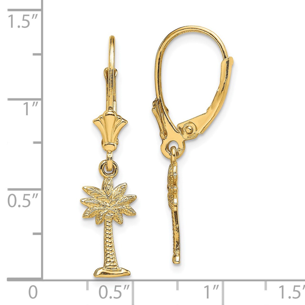 14K Mini Palmetto Palm Tree Leverback Earrings-2