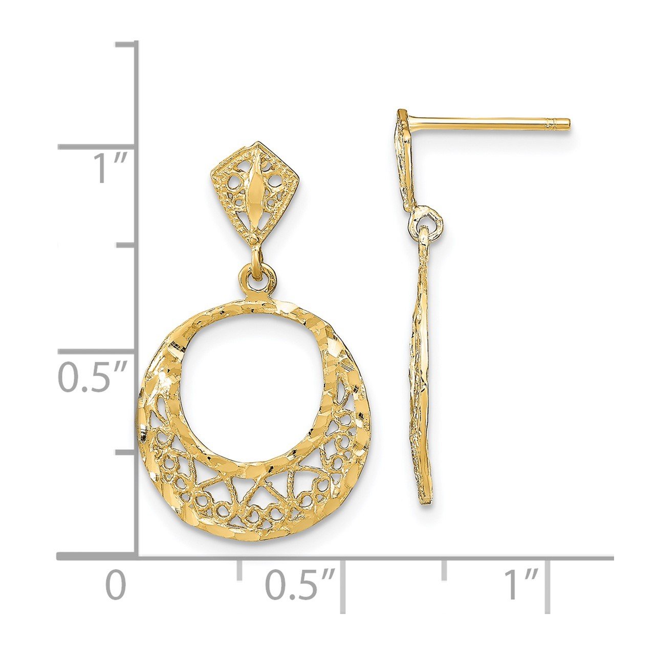 14K Fancy D/C Post Dangle Earrings-2