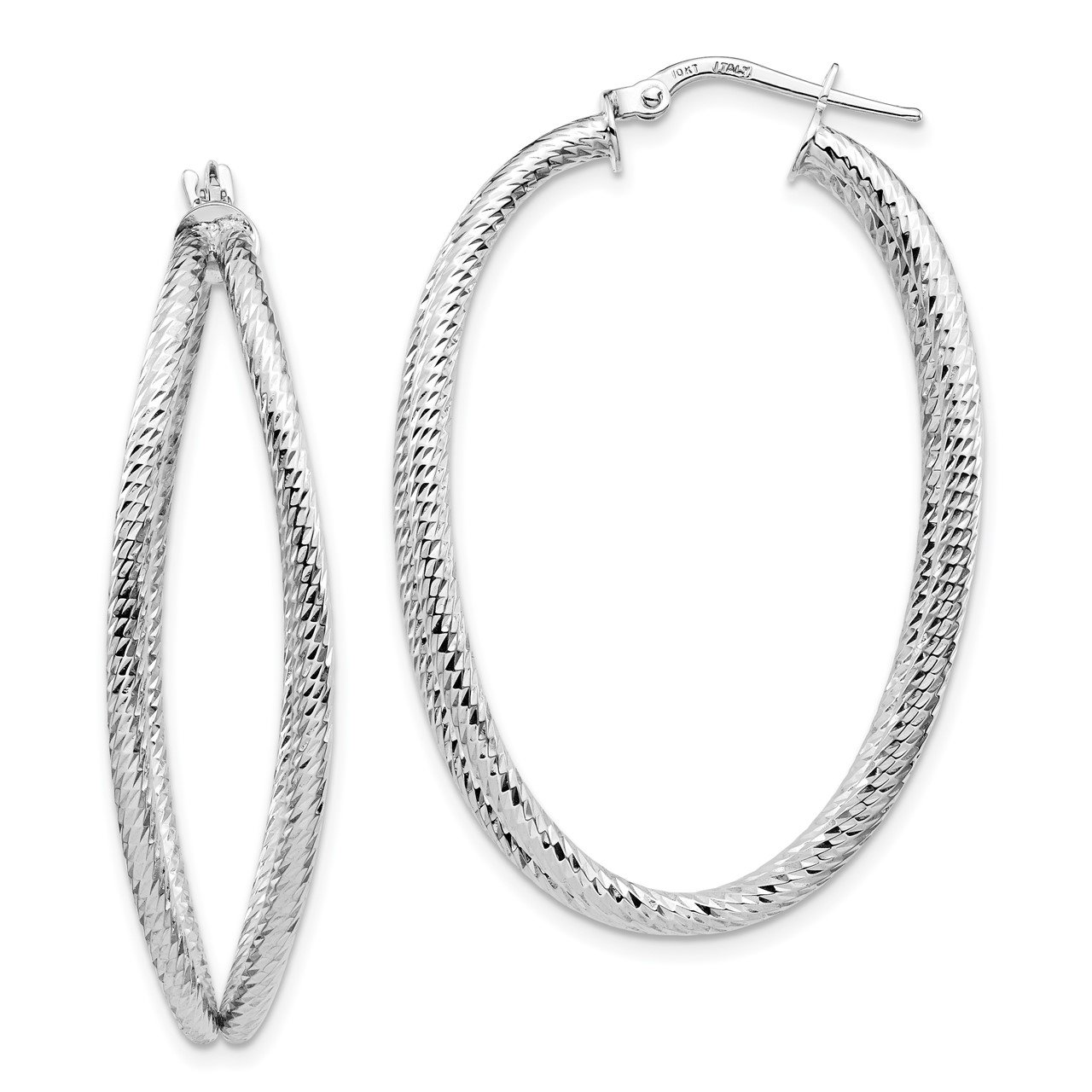 Leslie's 14K White D/C Hoop Earrings