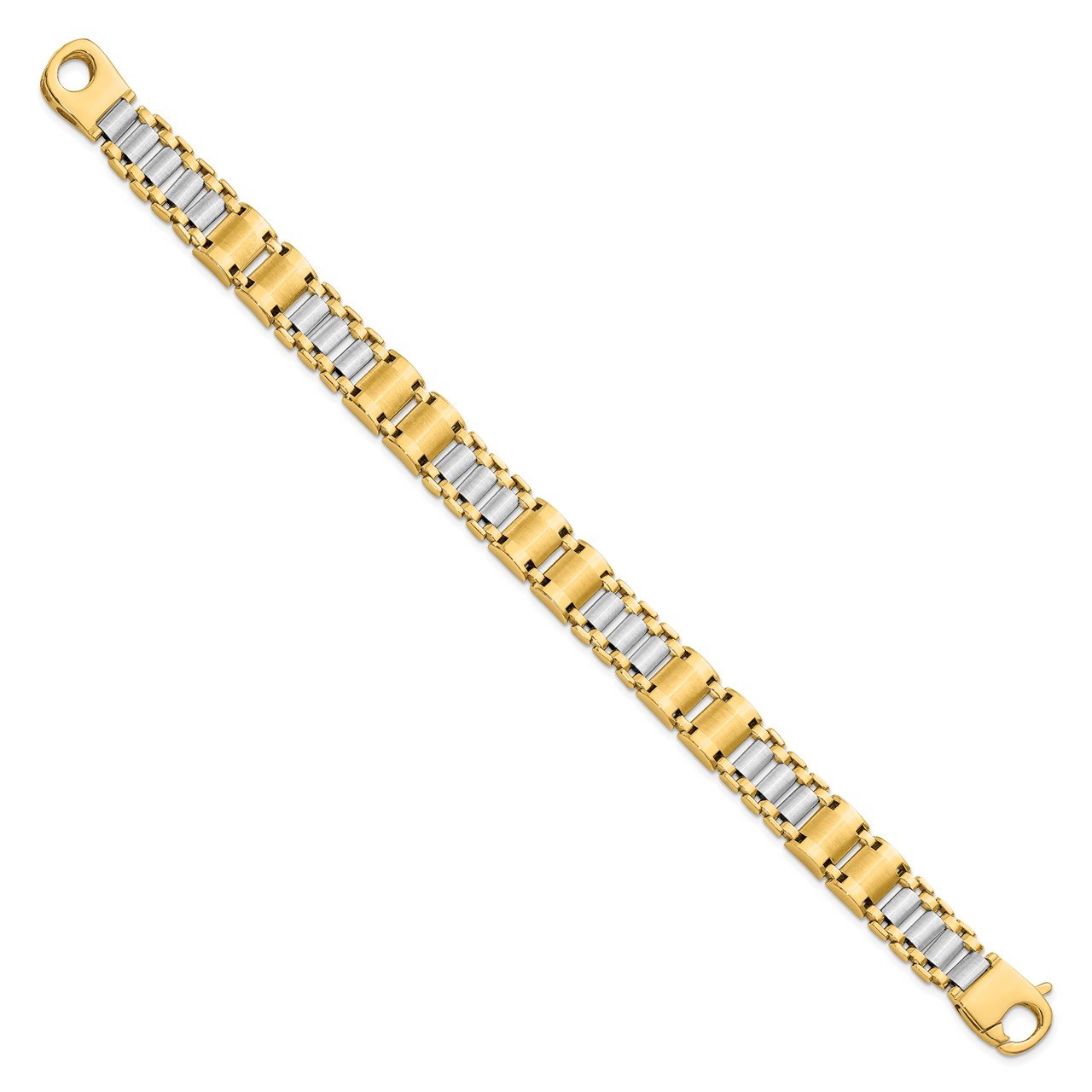 Leslie's 14K Two-tone Polished and Brushed Fancy Link Men's Bracelet-1