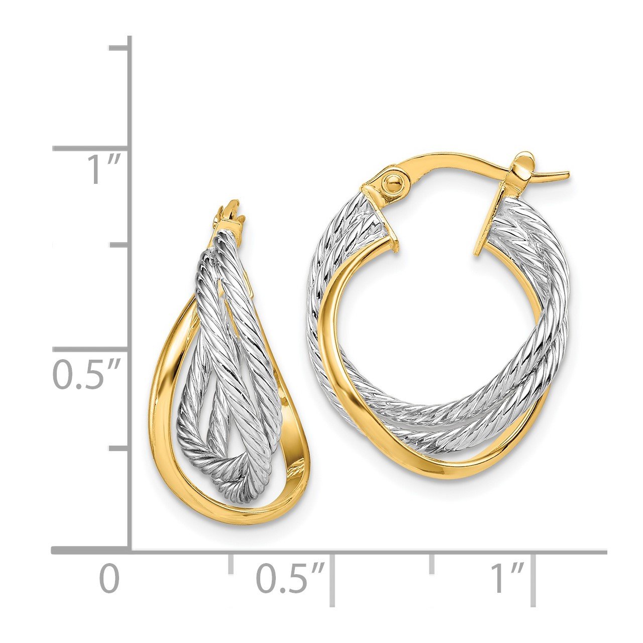 14K Two Tone Hoop Earrings-2