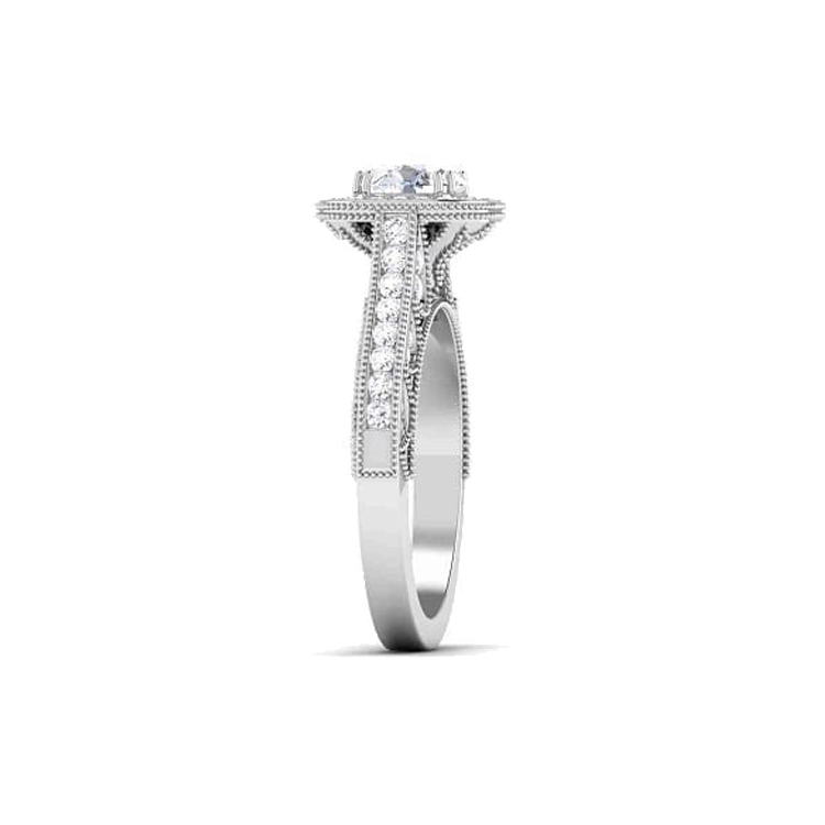 14K White Gold Natural Diamond Engagement Ring (Center Stone Not Included)-9