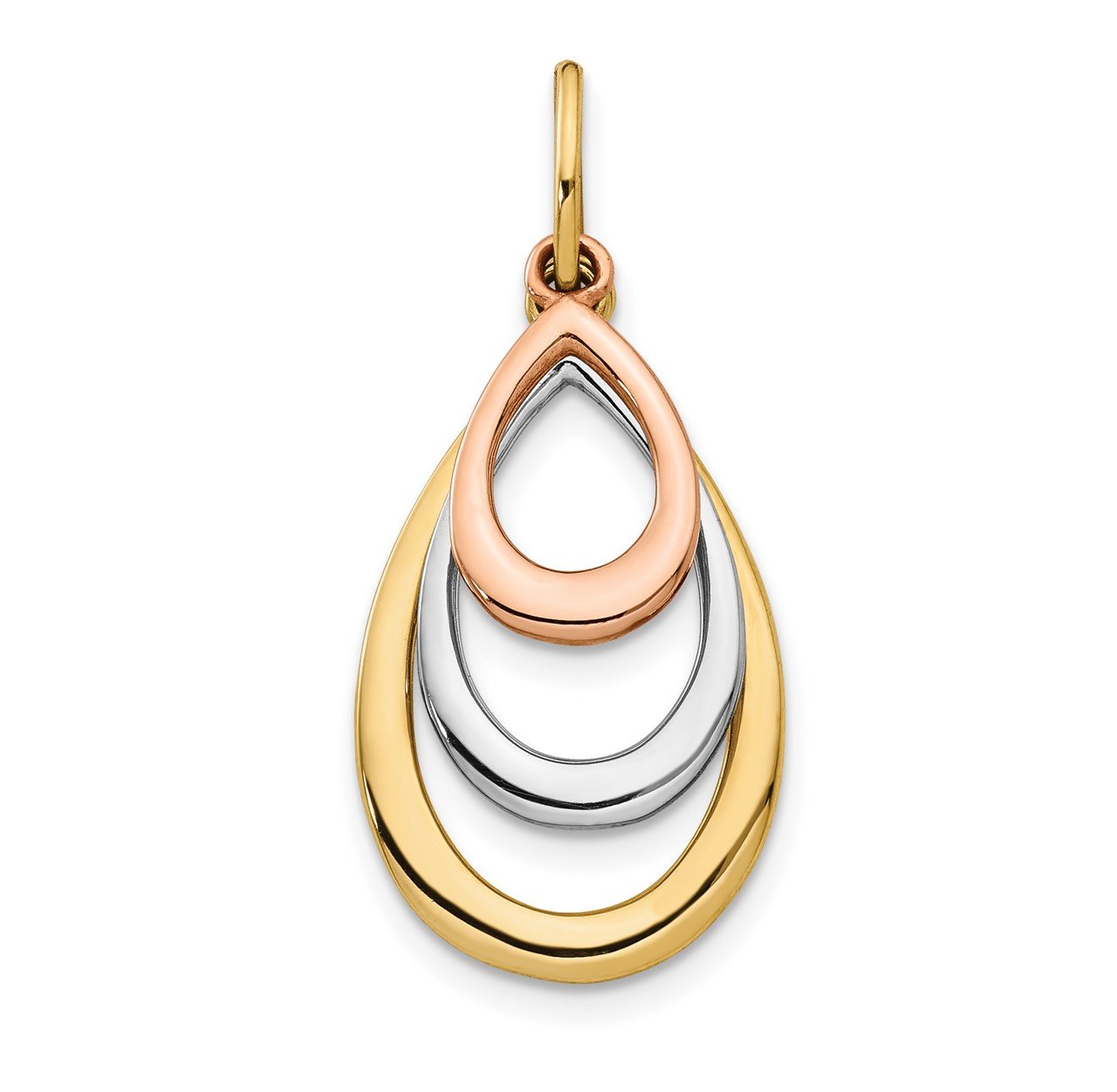 Leslie's 14K Two-tone and White Rhodium Polished Teardrop Pendant