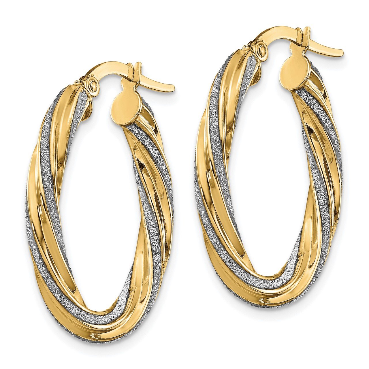 Leslie's 14K Glimmer Infused Oval Hoop Earrings-1