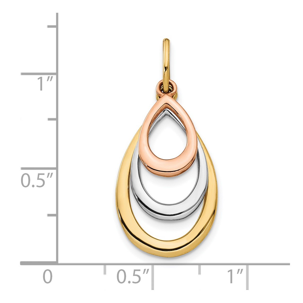Leslie's 14K Two-tone and White Rhodium Polished Teardrop Pendant-3