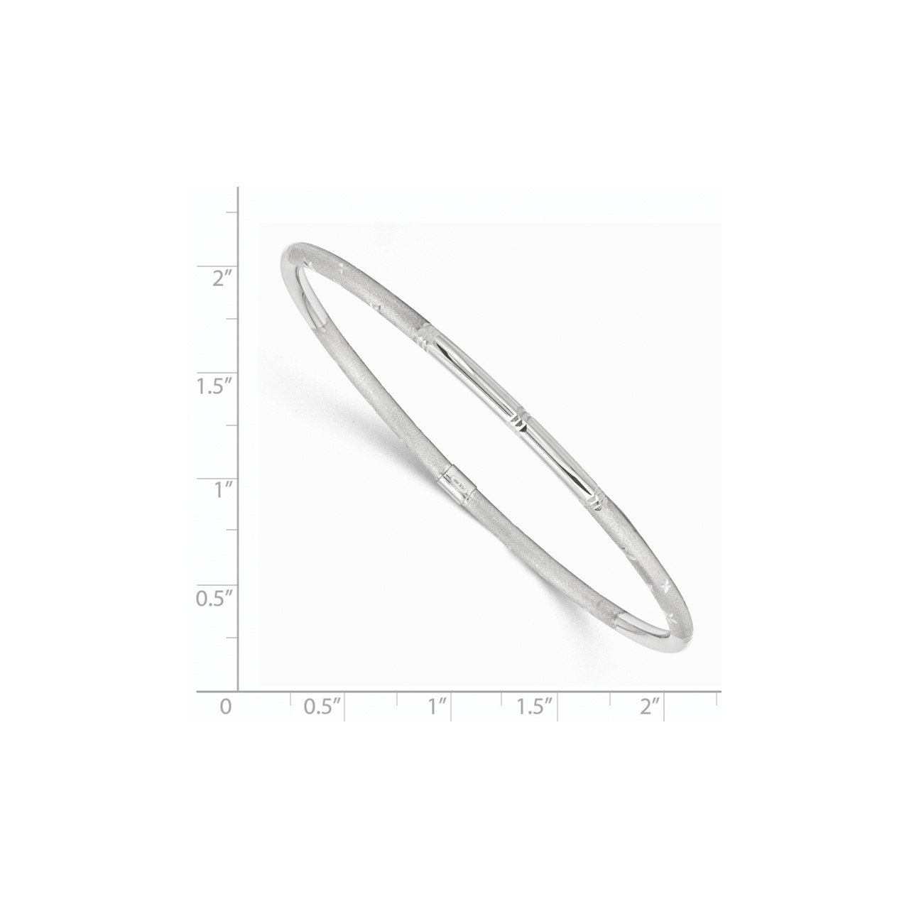 14k White Gold Polished Satin D/C Slip on Bangle-1