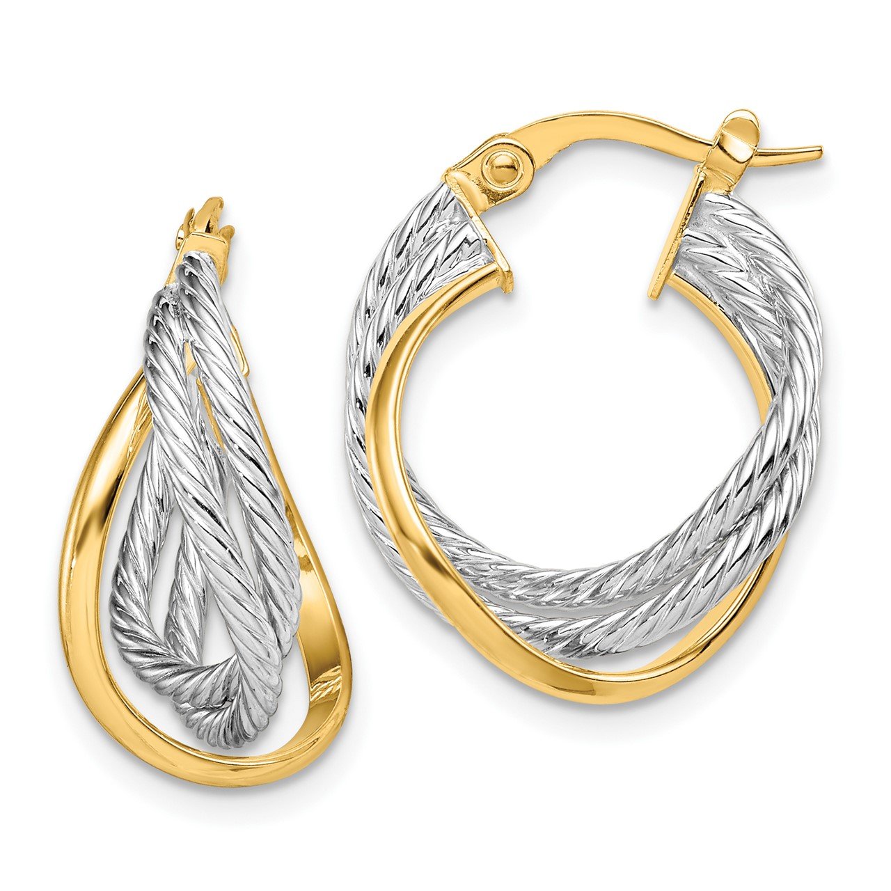 14K Two Tone Hoop Earrings