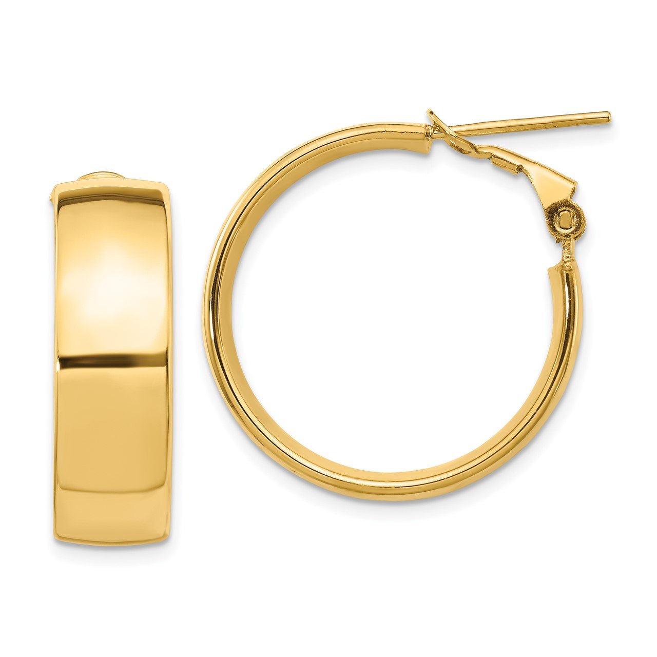 Leslie's 14K 7.75mm High Polished Omega Back Hoop Earrings | The Gold Store