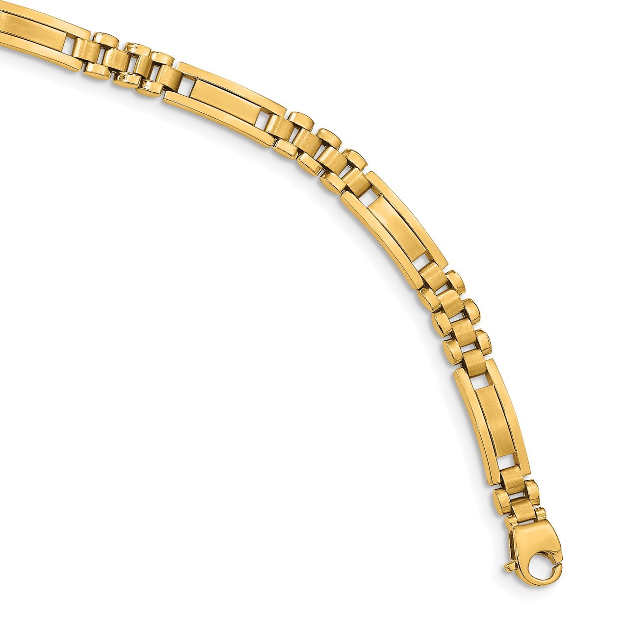 14k Satin and Polished Men's Link Bracelet