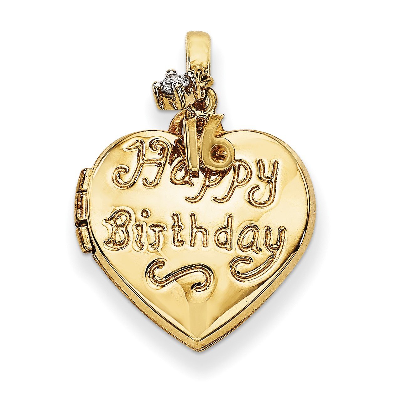 14k 15mm Heart Happy 16th Birthday with CZ Locket