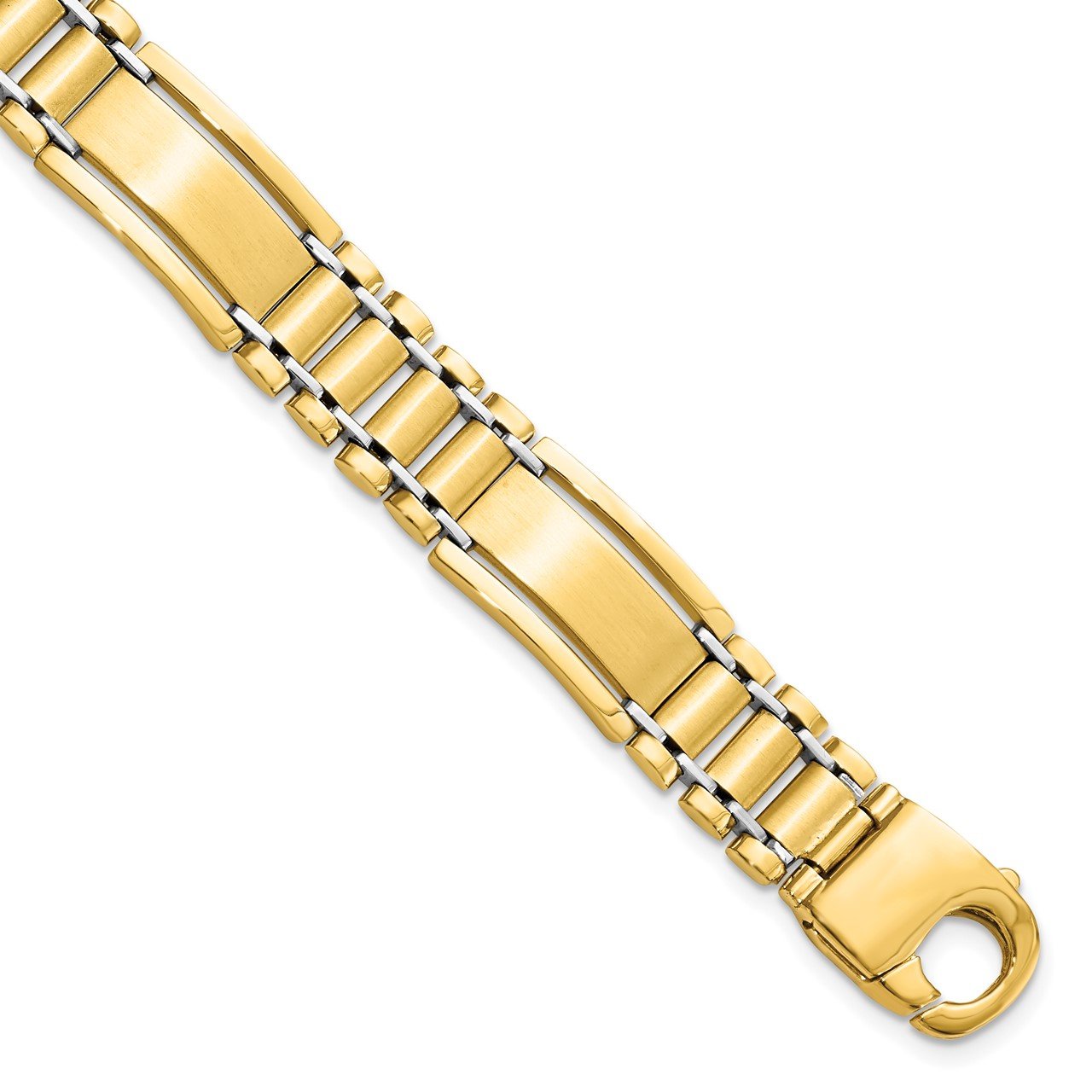 Leslie's 14K Two-Tone Polished and Satin Men's Bracelet